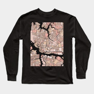 Norfolk Map Pattern in Soft Pink Pastels Long Sleeve T-Shirt